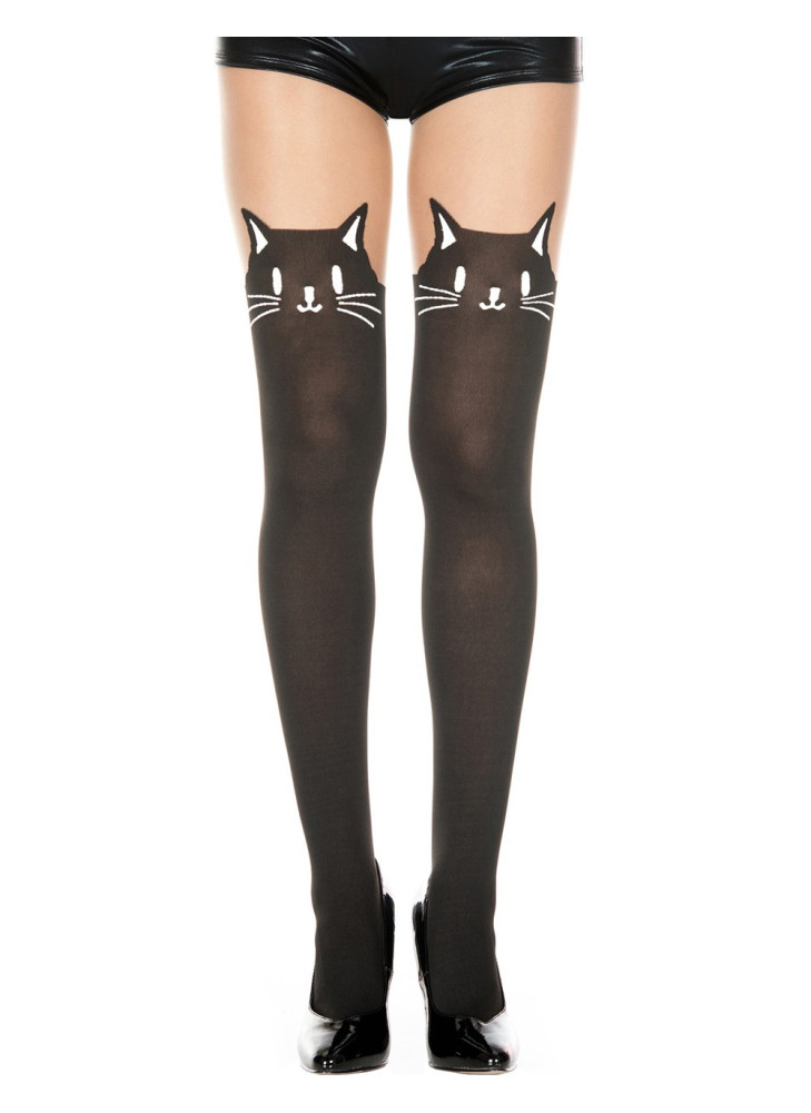 Collant semi opaque avec tête de chat fantaisie - MH7141BBE